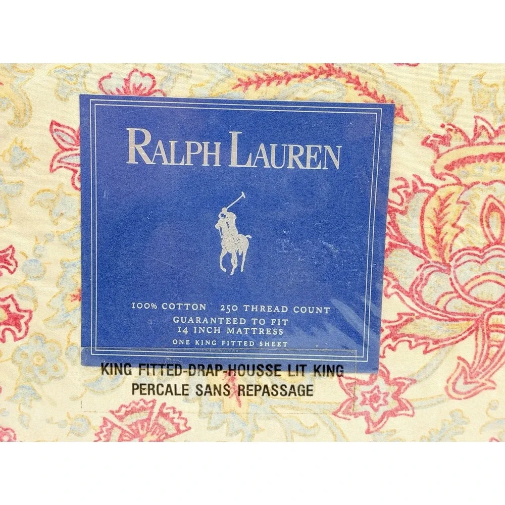 Vintage Ralph Lauren Amelia Floral King Fitted Sheet Venice Beach 250TC Cotton